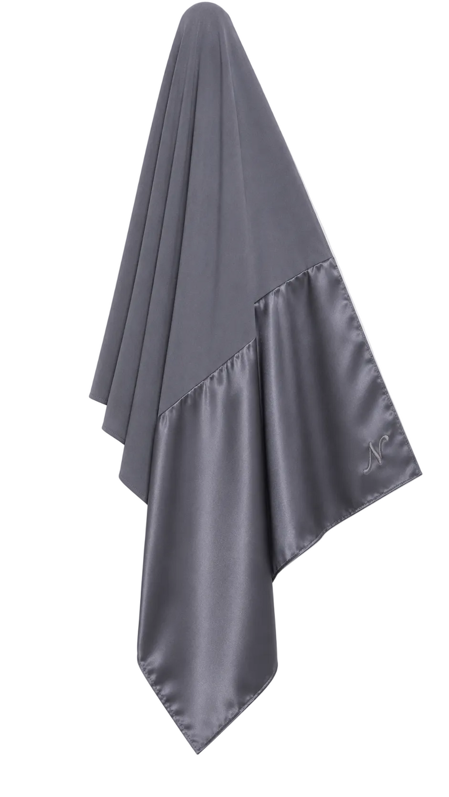 Hijab Modal Satin gris, détail