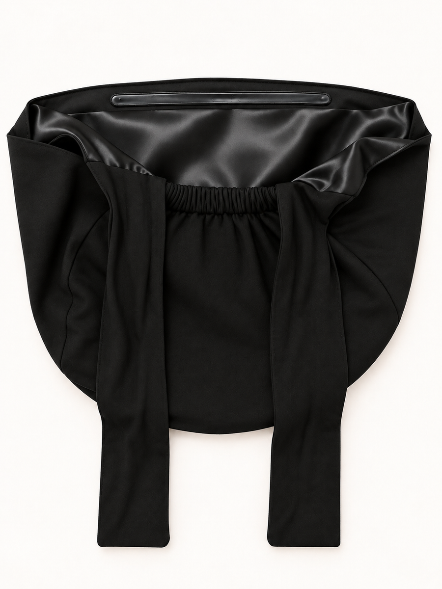 Sous-hijab satin noir, vue à plat