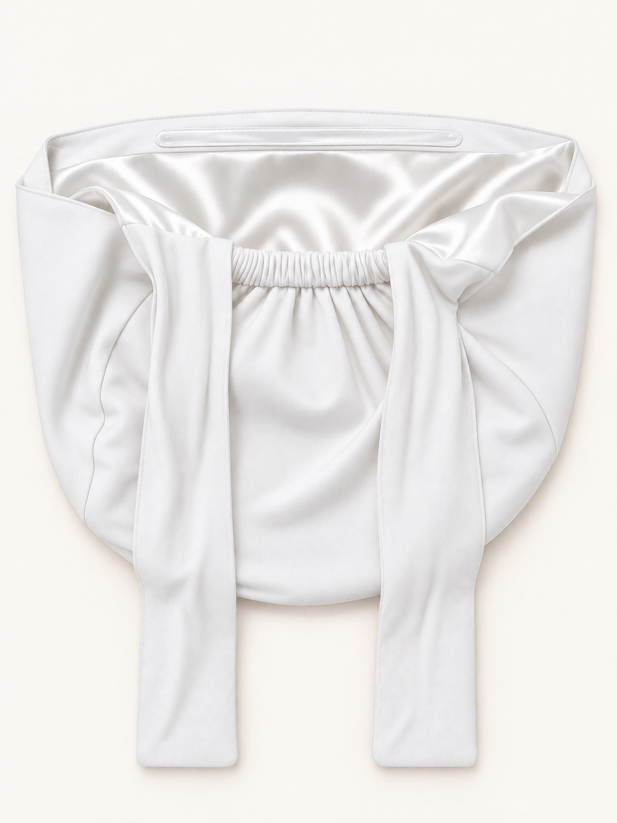 Sous-hijab satin blanc, vue à plat