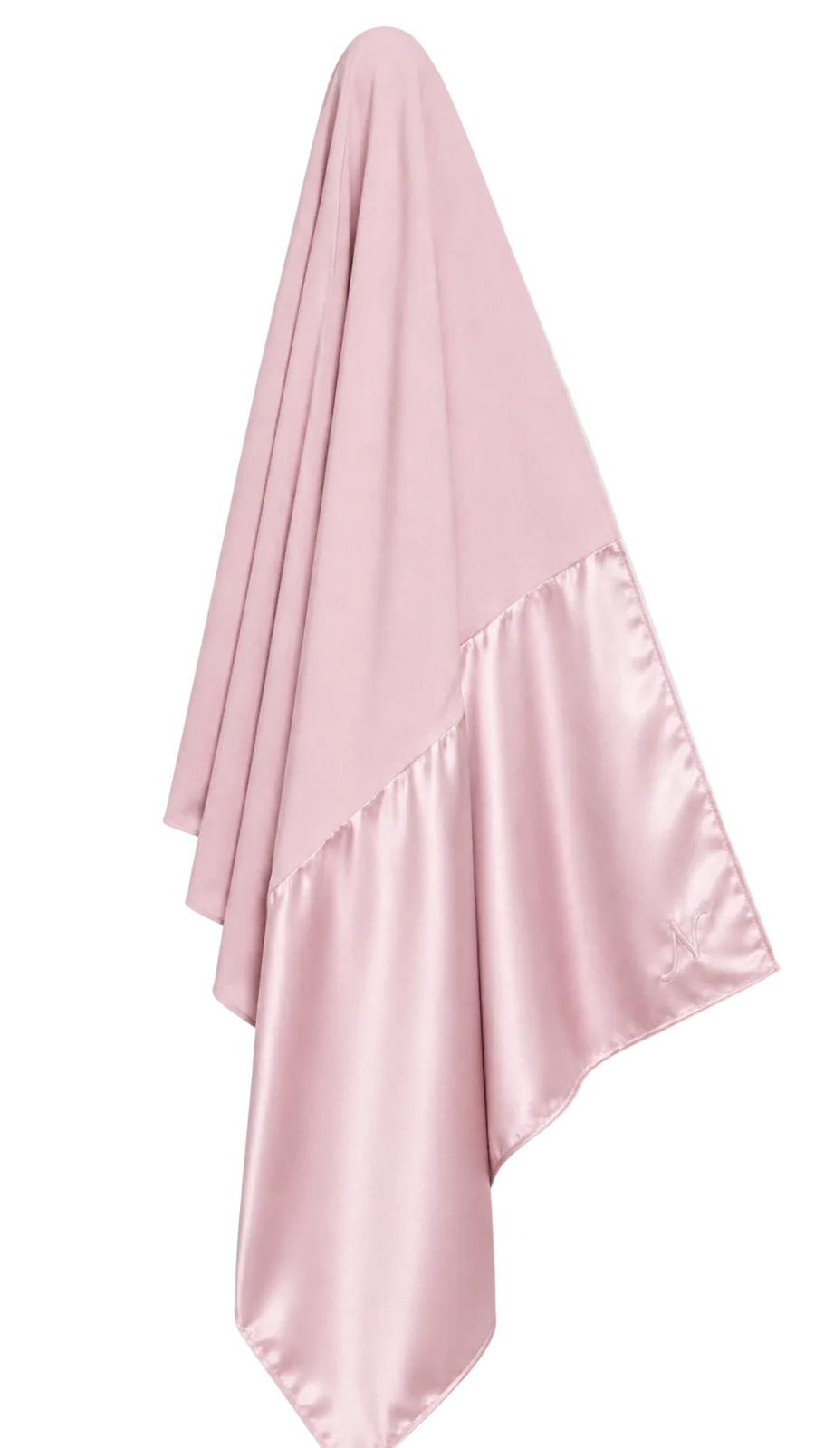 Hijab Modal Satin rose poudré, détail