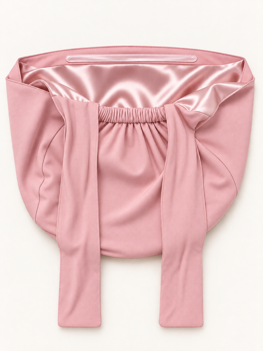 Sous-hijab satin rose, vue à plat