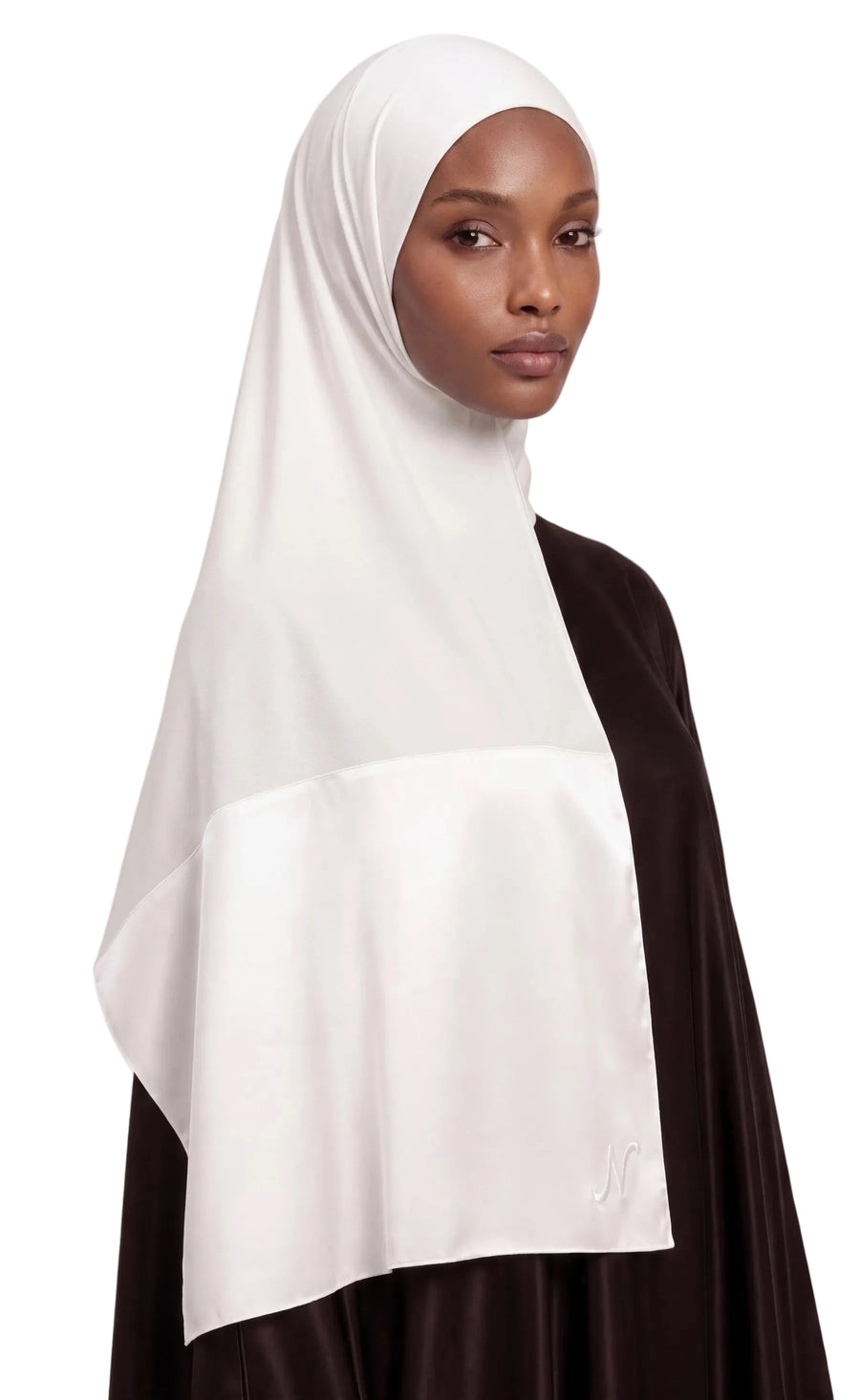 Hijab Modal Satin blanc, profil